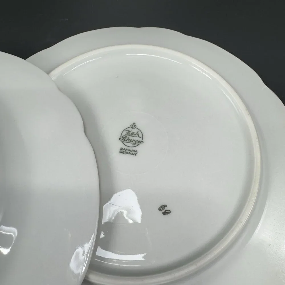 D&R W Weissen Bavaria Zeh Scherzer Germany Porcelain‎ Plate Dish Gold Trim Set 2